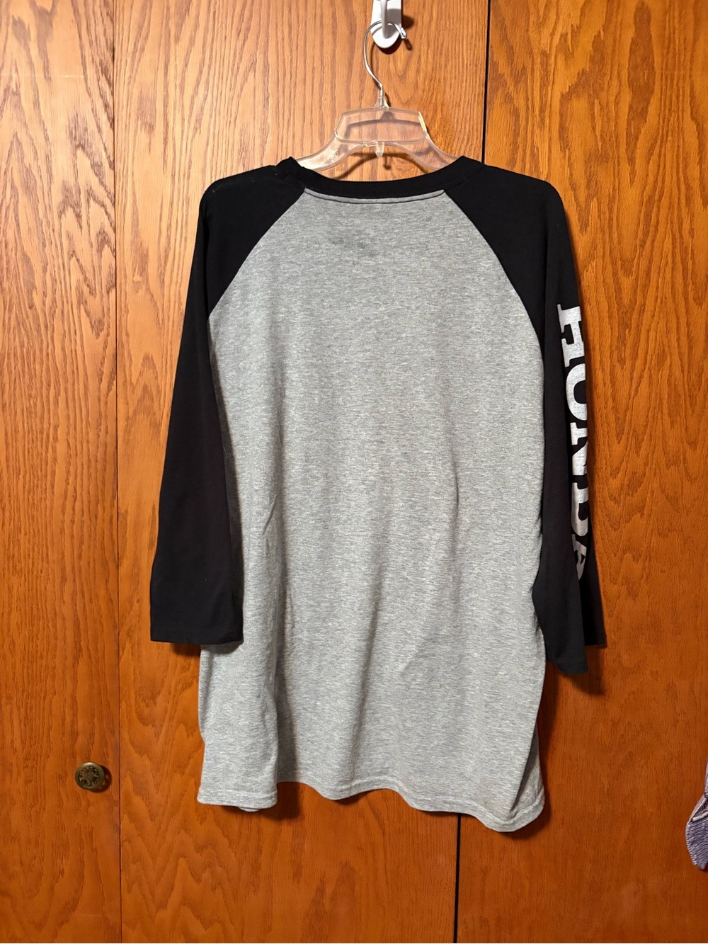 Honda Men’s Long Sleeve Raglan Tee - Gray with Black Sleeves - Picture 2 of 3